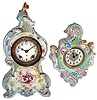 Clocks- 2 (Two) Ansonia Clock Co., New York, Royal Bonn, 8 days, time and strike, porcelain mantel clock, c1895; (1) ÒLa ChapelleÓ; (2) ÒTandemÓ including (3) a small modern German porcelain wall clock