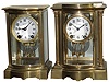 Clocks- 2 (Two) Seth Thomas, Thomaston, Conn., bow-front brass and glass, time and strike, crystal regulator mantel clocks: ÒEmpire No. 48Ó; ÒEmpire No. 65Ó with fluted columns, c1909