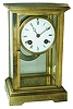 Clocks- 2 (Two) European shelf clocks: (1) French brass and beveled glass, 8 days, time and strike, crystal regulator mantel clock, Japy Freres Medaille dÕHonneur movement, c1900Õ (2) Gustav Becker, Freiburg, German, Medaille DÕOr disk pendulum 400 day clock with glass dome, c1900