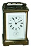French brass and beveled glass, 8 days, repeating carriage clock with alarm, cylinder escapement, c1900