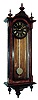 E. Howard & Co., Boston, Mass., ÒNo. 59-8 RegulatorÓ wall clock, 8 days, time only, weight driven movement in a walnut case with burled and ebonized highlights and a black painted iron dial with gold numerals and hands and damascened nickel plated pendulum, c1885