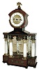Austrian, grand sonnerie shelf clock, 2 days, spring driven movement with 31 days calendar in an architectural walnut and mirror case with white enamel dial and engine turned brass dial center, c1840