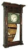 Asa Munger, Auburn, NY so-called ÓIroning Board TopÒ Empire carved column shelf clock with 8 days, weight driven, time and strike, movement in a butternut case with mahogany veneer, c1830.
