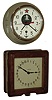 Clocks- 2 (Two) Russian, time only, military clocks: modern, 8 days, round metal case submarine clock; square oak clock with 24-hour dial, 20th century