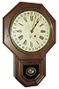 Clocks- 2 (Two) Seth Thomas Clock Co., Thomaston, Conn., wall clocks: (1) 12Ó dial short drop octagon school clock with simple calendar, c1880; (2) ÒECLIPSEÓ model hanging gingerbread clock in walnut, 8 days, time, strike and alarm, c1890