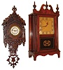 Clocks- 3 (Three): (1) 30 hours, spring brass movement fretwork wall timepiece. (2) Nutone Corporation, Cincinnati, OH, Electric clock and door bell in the form of a Pillar & Scroll shelf clock; (3) Seth Thomas Clock Co., Thomaston, Conn., ÒColumnÓ model 8 days, time and strike, spring-driven miniature Empire shelf clock, c1870
