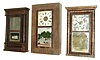 Clocks- 6 (Six): (1) Seth Thomas for J. M. Patterson, Hamilton, Canada, West OG column shelf clock, c155; (2) Russell Judson, Bristol, Conn. 30-hour Iron back plate movement shelf clock, c145; (3) Atkins & Porter, Bristol, Conn., 30-hour, time and strike, brass movement OG shelf clock, c145; (4) Unknown, 30-hour, time and strike, brass movement 4-column OG shelf clock, c145. (5) Chauncey Jerome, New Haven, Conn., 30-hour, time and strike, brass movement column & cornice shelf clock, c1850. (6) Jerome & Co., New Haven, Conn., 30-hour, time, strike and alarm, brass movement shelf clock.