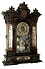 William L. Gilbert Clock Co., Winsted, Conn., ÒAmphionÓ model, 8 days, time, strike and alarm, spring driven, shelf clock in a walnut case with cut glass mirror panels in sides and base, c1885.