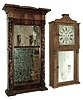 Clocks- 3 (Three): (1) Hotchkiss & Benedict, Auburn, NY, column empty case shelf clock (2) Asa Munger, Auburn, NY, Ironing board top empty shelf clock case. (3) Asa Munger, Auburn, NY, Ironing board top empty shelf clock case.