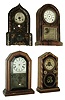 Clocks- 4 (Four): (1) Ansonia Brass & Copper Co., Ansonia, Conn., ÓRoman Round TopÒ, 8 days, spring driven, time & strike brass movement in a rosewood veneered case. c1877. (2) E. Ingraham & Co., Bristol, Conn., ÓDoric, MosaicÒ with 30 hours, time & strike, spring driven, brass movement, c1874. (3) Hamilton Clock Co., Hamilton, Ontario, Octagon Top cottage clock with a, 30 hours, time & strike, spring driven movement, c1900; (4) W. L. Gilbert & Co. Winsted, Conn., ÓIron FrontÒ with spring driven, 8 days, time and strike, movement. c1855.
