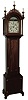 Foster Campos, Pembroke, Mass., ÓGM 1Ò, dwarf tall case clock, 8 days, time and strike, weight driven, German movement in a Roxbury style mahogany case with herring bone inlay and corner pattered on trunk door and base with a painted metal Rocking Ship dial, dated 1985, serial number 13