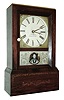 Upson Brothers, Marion, Conn., for JC Brown, Bristol, Conn., 8 days, time and strike, spring brass movement stenciled shelf clock, c1850. The Upson brothers made cases and obtained movements from various sources.
