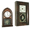 Clocks- 2 (Two): Connecticut shelf clocks. (1) Jerome & Co., New Haven, Conn., 30 hours, time and strike, weight driven, OOG in Mahogany case, c1880; (2) Waterbury ÓbeehiveÒ case with a new, 8 days, spring driven, time only, movement,