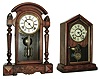 Clocks- 2 (Two): (1) Seth Thomas Clock Co., Thomaston, Conn., ÓVictoria V.P.Ò, 8 days, spring driven, time and strike, movement in a mahogany case, c1879. (2) F. Kroeber, 8 Cortlandt St., New York, NY, ÓNiagraÒ spring driven, 8 days, time and strike, shelf clock in a walnut case, c1880.
