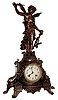 Ansonia Clock Co., New York, NY, ÓOlympia (base) and Chloris (statue)Ò mantel clock with an, 8 days, time and strike, balance wheel movement in a cast metal case, c1904.
