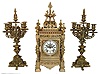 Ansonia Clock Co., New York, NY, ÒRegentÓ mantel clock with spring driven, 8 days, time and half hour strike (rack and snail) in a brass finished case with two Ansonia No. 1066 matching candelabra, c1904.