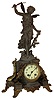 Ansonia Clock Co., New York, NY, ÓOlympia (base) and Chloris (statue)Ò mantel clock with an, 8 days, time and strike, balance wheel movement in a cast metal case originally with the brass finish, c1904.
