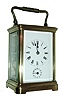 France, Brass cased carriage clock, Corniche style, with time, strike, repeat and alarm, c1900