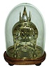 English, unsigned, small Gothic frame, single fusee skeleton clock, with heavy baluster pillars, and sharp spires to the frame, c1850