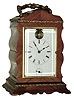 French tulipwood, 8 days, time, strike and alarm carriage clock with visible cylinder escapement balance wheel, c1870