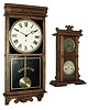 Clocks- 2 (Two): (1) E. N. Welch Mfg. Co., Forestville, Conn., Store Regulator in solid oak case with spring driven, 8 days, timepiece movement, c1900. (2) Waterbury Clock Co., Waterbury, Conn., ÒCalendar No. 44Ó walnut shelf clock with spring driven, 8 days, time and strike, movement, c1890.