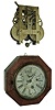 Clocks- 2 (Two): (1) J. C. Brown, Forestville, Conn., ÒJeweled Marine ClockÓ with a, 30 hours, timepiece movement in a rosewood veneered octagon case, c1850. (2) Movement Only: KirkÕs Patent Spring driven, 8 days, time and strike, movement with rack strike and cast iron back plate.