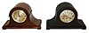 Clocks- 2 (Two): Seth Thomas Clock Co., Thomaston, Conn., ÒChime Clock No. 59Ó, 8 days, time and strike, with quarter hour strike on rods, spring brass movement Tambour style mantel clock. (2) Seth Thomas Clock Co., Thomaston, Conn., ÒChime Clock No. 57Ó, 8 days, time and strike, with quarter hour strike on rods, spring brass movement mantel clock.