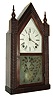 Forestville Mfg. Co., (J.C. Brown), Bristol, Conn., 8 days, time and strike, spring brass movement ripple Sharp Gothic or steeple clock, c1850