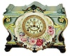 Ansonia Clock Co., New York, NY, ÒLa VindaÓ Royal Bonn porcelain, 8 days, time and strike, mantel clock with visible escapement, c1901