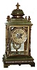 French, for Shreve, Crump & Low, Boston, colored enamel, green onyx, cast brass and beveled glass, 8 days, time and strike, crystal regulator mantel clock, Japy Freres movement, c1890