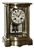 French bow front polished brass and beveled glass, 8 days, time and strike, crystal regulator mantel clock, Marti 1889 movement, c1900