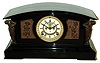 Ansonia Clock Co., New York, NY, ÒMontereyÓ black enameled iron, 8 days, time and strike, mantel clock with visible escapement, c1904