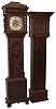 Clock and Clock Case- 2 (Two) English dark oak, mid 18th century cases: (1) Joseph Smith, Chester, England, 8 days, time and gong strike, weight driven movement with square brass dial and silvered chapter ring, highly carved case featuring a king in regalia and angel; (2) case only for square dial with flat top and crown molded