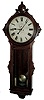 Ansonia Clock Co., New York, NY, ÓGeneralÒ, wall clock, 8 days, time only, double brass, weight driven movement in an oak case with a, painted metal dial, c1886