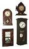 Clocks- 4 (Four): (1) Ansonia Clock Co., Ansonia, Conn., 30 hours, time and strike, spring brass movement small OG shelf clock, c1880 (2) Daniel Pratt & Sons, Reading, Mass. 8 days, time and strike, spring brass movement round top shelf clock. (3) George A. Jones & Co., New York, NY, ÓNew JerseyÒ, 8 days, time and strike, spring brass movement mantel clock, 1870. (4) German, electric master time clock. A large ring with raised pins that can be moved to setup timing intervals that trips a lever to send a signal to a bell some other device.