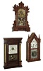 Clocks- 3 (Three): (1) Daniel Pratt & Sons, Boston, Mass steeple shelf clock with a, spring driven, fusee, 30 hours, time and strike, movement in a mahogany veneered case, c1849. (2) Forestville Mfg. Co., Bristol, Conn., Column shelf clock with a spring driven, 30 hours, time, strike and alarm movement in a rosewood veneered case, c1850. (3) Wm. L. Gilbert Clock Co., Winsted, Conn., ÓDioÒ shelf clock with a spring driven, 8 days, time, strike and alarm movement in a walnut case, c1891.