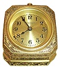 Chelsea, for Tiffany & Co., New York, desk clock in the ÓVenetianÒ pattern, gilt bronze case, bottom stamped 1679, Arabic numeral gilt dial marked ÓTiffany Studios New YorkÒ, blued steel hands, 8 days, timepiece movement with lever escapement, c1920