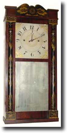C.1830, Chauncey Boardman, 30-hour Groaner type half-column and splat shelf clock. — Antique Clocks Price Guide
