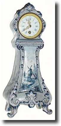 C.1900, French, Mini Tall Case in a Blue Delft case — Antique Clocks Price Guide