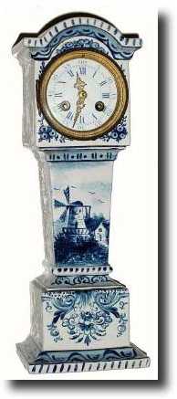 C.1900, French, Mini Tall Case in a Blue Delft case — Antique Clocks Price Guide