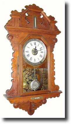 C.1890, Seth Thomas, Hanging Gingerbread clock in excellent+ condition. — Antique Clocks Price Guide