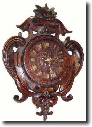 C.1890, French, Carved Oak cartel clock in original condition. — Antique Clocks Price Guide