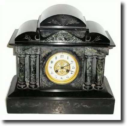 C.1895, French, Marti, Well made black marble clock with — Antique Clocks Price Guide