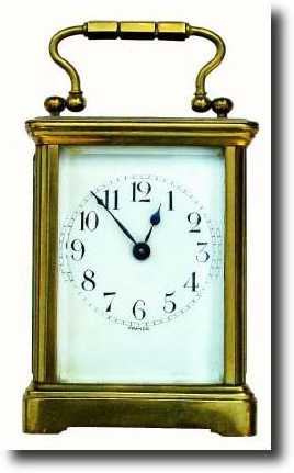 C.1900, French, Brass Cased Carriage clock, the plain Corniche case with beveled glass in good condition. — Antique Clocks Price Guide