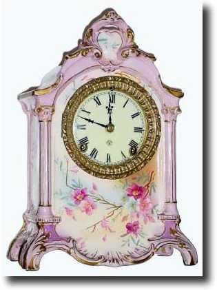C.1905, Ansonia, Royal Bonn, La Mayenne, porcelain china clock — Antique Clocks Price Guide
