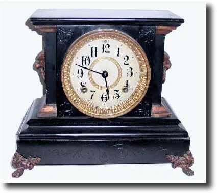 C.1886, Ansonia Clock Co., "La Duchesse", iron case mantel — Antique Clocks Price Guide