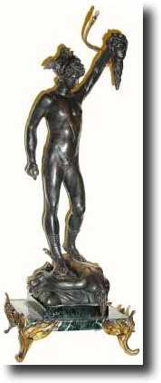 C.1890, French, Bronze Statue of Perseus, holding the bleeding — Antique Clocks Price Guide