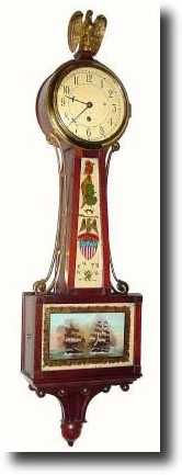 C.1930, Chelsea, Size Willard Banjo, with Constitution and Guerriere battle — Antique Clocks Price Guide