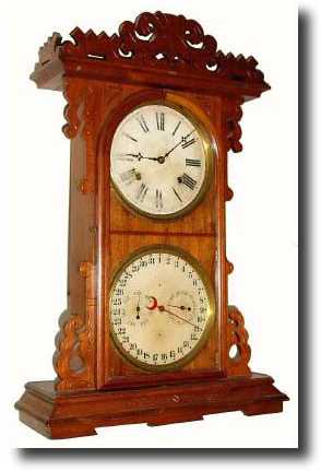 C.1885, E.N. Welch "Arditi" Double dial calendar shelf — Antique Clocks Price Guide