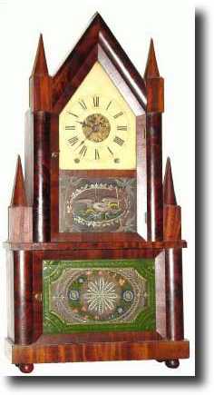 C.1848, Birge and Fuller, Bristol, Conn., 8-day steeple-on-steeple. — Antique Clocks Price Guide